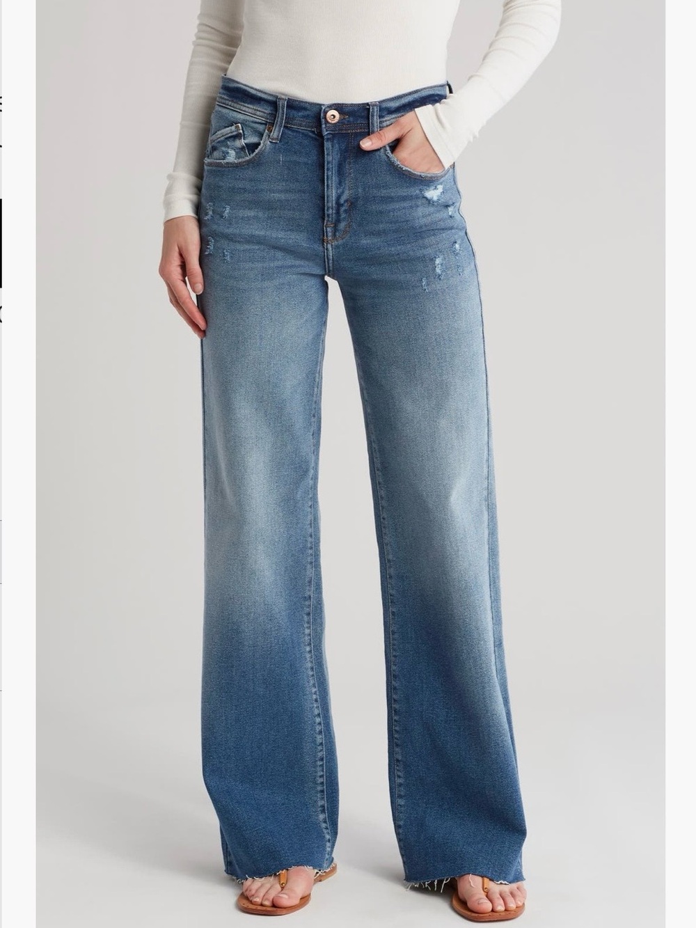 Kensie Women's The Kaya High Rise Wide Leg Jeans